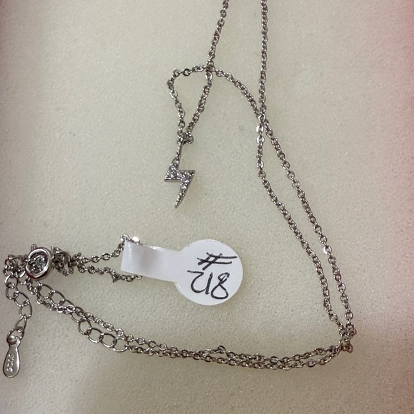 Sterling Silver S925 Lightning Pendant Women’s Necklace - Picture 3 of 4